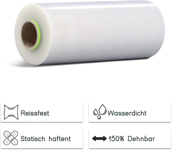 Handstretchfolie, 500 mm x 600 m, 20 my, Standard 150%, transparent, kompatibel mit dem Wrapman